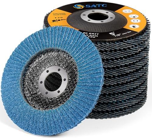 SATC Flap Discs 80 Grit 125mm Zirconia 10 Pack Grinding Discs Type 29 Sanding Discs for Angle Grinder to Sanding Grinding Metal Wood
