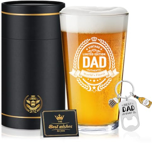 Fabuloustrim Dad Birthday Gift Beer Glass,Father’s Day Present,Christmas Gifts for Dad, Daddy Birthday Idea,Beer Glass for Men,Gifts for Him,Gift Sets for Men