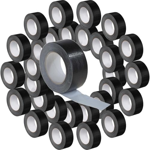 doitBau Lot de 30 rouleaux de ruban adhésif en tissu - Ruban adhésif blindé - Hautement adhésif - Imperméable et résistant aux UV - 50 mm x 50 m - Noir - Déchirable à la main - Pour montage de foires