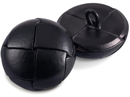 5 Stück Lederknopf Geflochten, Lederbezogene Knöpfe 15/18/20/23/25/28mm Lederknopf für Nähzubehör Sofa, Mäntel und Jacken (Schwarz, 20mm)