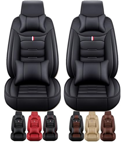 Sitzbezüge Auto für BMW 1er F70 120 2024 2025+ Autositzbezüge auto Vier Jahreszeiten Nutzbar Vollumschliessend Design Einfache Montage, Für Vordersitze(Schwarz,Mit Kissen)