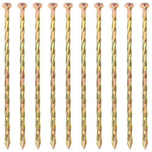 WRITWAA Piquets pour Gazon Synthétique Spirale 12,7 CM Lot de 10 en Acier Carbone, Clous de Fixation pour Bordures Jardin et Sol Extérieur