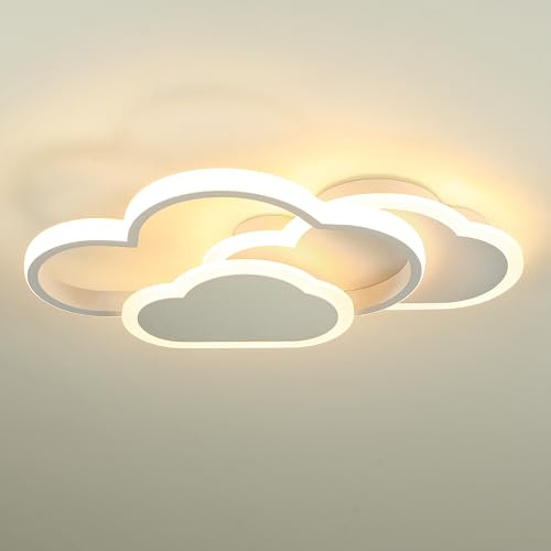 MELAYR Plafonnier LED Enfant 21W, 3000K/4500K/6500K Lampe Plafond 2100lm CRI≥80, Luminaire Plafonnier pour Salon, Chambre, Bureau, Cuisine et Couloir avec Fonction Mémoire Blanc