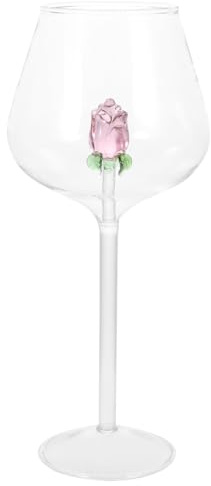 Alipis Copa de Vino de Cristal Rosa Diseño de Rosa, Antideslizante y Práctica para Uso en Hotel y Hogar, Estilo Europeo Elegante y Delicado
