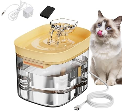 Fuente para Gatos Bebedero Transparente para Gatitos de 1,8 L
