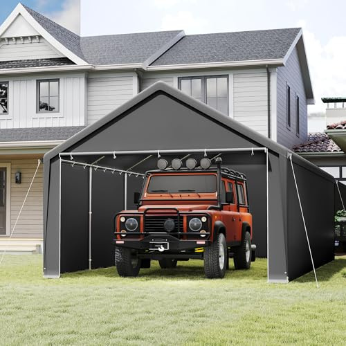 SUBTLETY Carport 4 x 8 m vinterbeständig med PE-presenning, vattentät, vinterbeständig, vattentät, med hagel och damm, stabilt förvaringstält för bil, SUV, båt