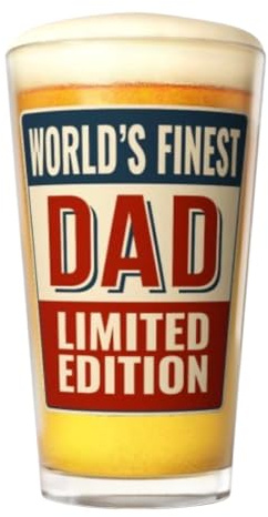Laurie's Pub and Bar Accessories World's Finest Dad Limited Edition Pint Beer Glass, Novelty Gift for Fathers Day