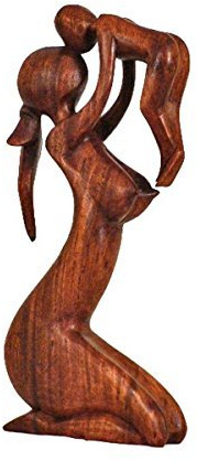 Simandra Holz Figur Skulptur Abstrakt Holzfigur Statue Afrika Asia Handarbeit Deko Mutter Größe 20 cm