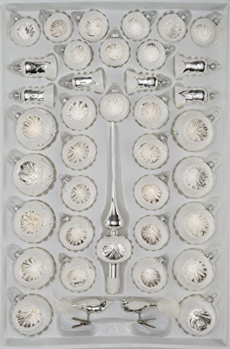 39 TLG. Glas-Weihnachtskugeln Set in Hochglanz Vintage Silver - Christbaumkugeln - Weihnachtsschmuck-Christbaumschmuck-Reflektorkugeln-Reflexkugeln-Reflector Ball NEU
