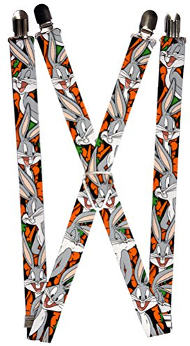 Buckle-Down Bretelle-Bugs Bunny Expressions/Carrots Black, Multicolore, Taglia Unica Uomo