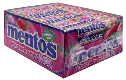 Paquet de 40 rouleaux dragées Mentos strawberry mix