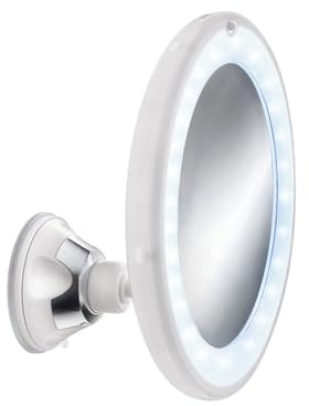 Kleine Wolke Kosmetikspiegel Flexy Light mit 5-facher Vergrößerung und LED Beleuchtung, Größe: 17,5 x 17,5 x 10,5 cm, Material: Polystyrol/Glas