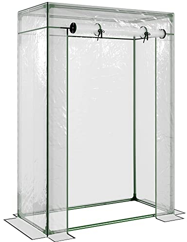 Outsunny Serre de jardin, serre de balcon, bâche renforcée PVC, châssis en acier, porte zippée enroulable, pour légumes plantes fleurs en toutes saisons intérieur et extérieur, 100 x 50 x 150 cm blanc