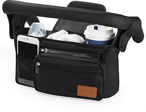 Momcozy Universal Stroller Organizer with Insulated Cup Holder Detachable Phone Bag & Shoulder Strap, Fits for Stroller Like Uppababy, Baby Jogger, Britax, BOB, Umbrella and Pet Stroller