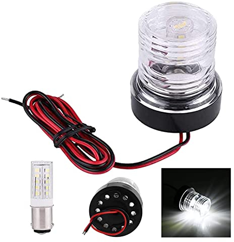 Geloo 12-24V LED Navigation Light Marine Underwater Boat Yacht Anchor/Garden Lamp, Waterproof Signal Lights White Fishing Boat Light 4500K for Decks Ship Yacht Garden