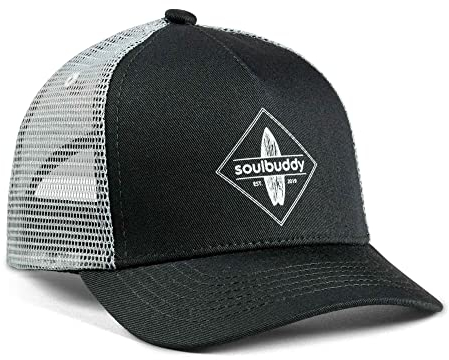 Soulbuddy Trucker Cap Kinder – Unisex Kinderkappe – Schirmmütze für Jungen & Mädchen – Trendiger Sonnenhut für Outdoor & Freizeit Schwarz-Grau – Größe M
