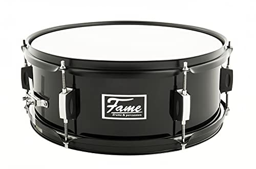 Fame First Step Snare Drum, 14x5,5, Piano Black, Hochwertiges Mischholz, Aluminium-Hardware, Robuste Stahlspannreifen, Ideal für Schlagzeug-Anfänger