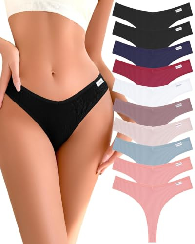 FINE TOO 10-tals bomullsstringtrosor för kvinnor, tanga, kalsonger, kvinnor, mjuka underkläder, låg midja, trosor, ventilerande byxor, S–XL, Tangas-10-pack, S