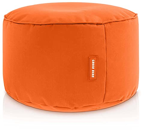 Green Bean Sitzsack-Hocker 45x25cm mit EPS-Perlen Füllung - Fußhocker Fußkissen Sitz-Pouf für Sitzsäcke - Bodenkissen für Kinder und Erwachsene - Fußablage Sitzkissen Sitzhocker Orange