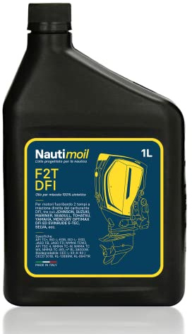 Nautimoil - Fuoribordo DFI, Olio Nautico 100% Sintetico per Motore 2 Tempi a iniezione diretta, Benzina e Diesel, Lubrificante per Motori Fuoribordo, Outboard, Alta Prestazione. Made In ITALY - 1l