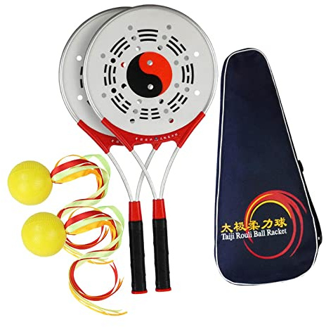 Perfeclan Tai Racket Ball Set Softball Fitness Taiji Rouli Ballschläger mit Aufbewahrungstasche für das Fitnesstraining für ältere Menschen