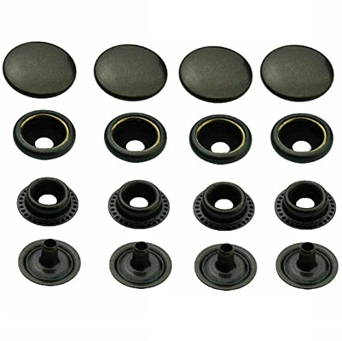 ISTA TOOLS Druckknöpfe Antik Ringfeder, Ring-Feder-Buttons, R-Feder-Snaps, Messing, rostfrei, vierteilig Metallknöpfe (50 Stück - 15 mm)