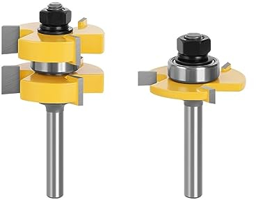 2 st/set Spont- och spårfräsbitset, 8 mm skaft Spontfog Träbearbetning Skärverktyg T Spår Montera fräs