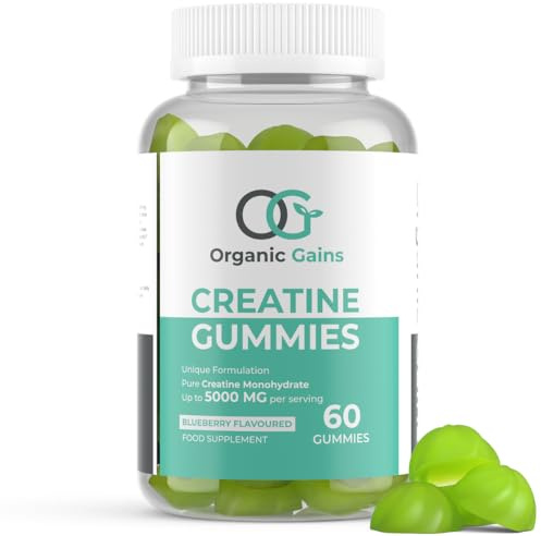 OG Creatine Monohydrate 5000mg Max Gummies - Natural Blueberry Flavour, Vegan, Energy Boost for Athletes - Premium Pre Workout for Men & Women, Superior Absorption, Formulated by Doctors