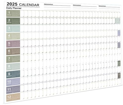 Jahreswandkalender Planer, Großer Wandkalender 2025, Plakatkalender für Planung, Jahresplaner, 12-Monats-Wandkalender, Organisations-Wandkalender, Wandplaner