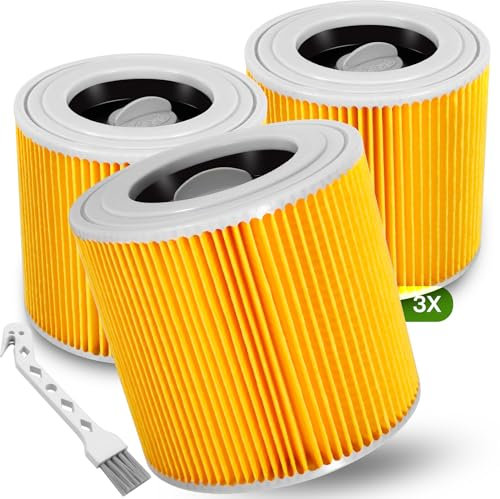 ZZXLOPEZ Filtros para Aspiradoras, 3x Filtros de Cartucho Kärcher [WD3, WD2, WD1, MV3, MV2, A, K, KNT, NT, SE, VC], Filtro Cartucho Lavables y Reutilizables Sustituido 6.414-552.0 -547.0-772.0