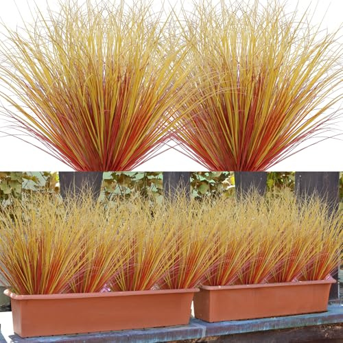 Betylifoy Piante Artificiali all'Aperto 12PCS Arbusti Artificiali Verdi Pianta di Erba di Grano Artificiale Steli di Verde Artificiale per Finestra Giardino Decorazione Esterna (12, Rosso d'Autunno)