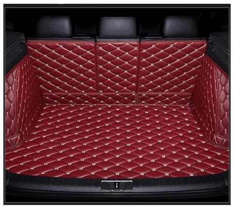 DZSFSTRHRRT Kofferraum Matte Für Q7 5-Sitzer 4l 2006 Schmutzabweisende, Vollflächige Kofferraummatte, Auto-Cargo-Liner, Teppich, Innenschutz, Zubehör Kofferraummatte(WEINROT)
