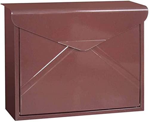 Wall-Mount Mailbox Classic Wall Mounted Outdoor Mailbox Postbox Letterbox Parcel Drop Box Outside Large Mail Post Letter Box Waterproof Lockable Safe Secure Delivery Boxes-Brown
