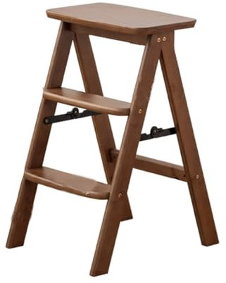 NEWCIX Klappbare Holzleiter Hocker, Verdickte Und Dicke 3 Stufen Leiter, Multifunktionale Dual Purpose Barhocker, Home Climbing Ladder Herringbone Ladder,Adult Ladder Stools