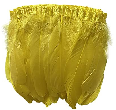 Natürliche gefärbte Enten-Gansfeder-Bordüre, Fransen-Bastelfeder, Bekleidungszubehör, 2 Meter (gelb)
