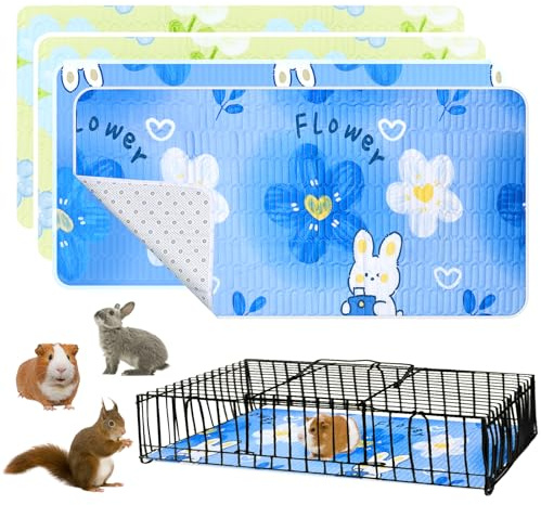 4 st burfoder för marsvin tvättbara sängkläder återanvändbara kaninsängkläder vattentäta kissdynor för små djur hamster kanin ekorre bur 61 x 120 cm/24 x 47 tum