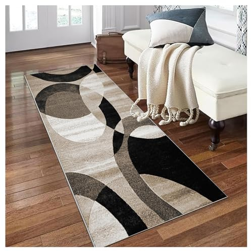 Siunwdiy Tappeto Cucina Antiscivolo Lavabile 50X120CM Marrone Nero Tappeto Passatoia per Corridoio Moderno Tappeti Assorbente Tappeto Runner per Soggiorno Camera da Letto Ingresso Lavanderia