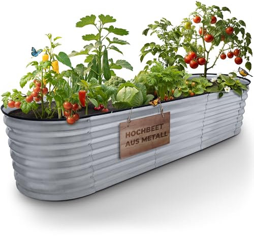 STREND PRO Bancal de Metal 200 x 45 x 60 cm (Largo x Ancho x Alto) | Kit de bancal de Metal para jardín Chapa | bancal de jardín de Acero galvanizado para Verduras, Hierbas y Plantas de Tomate |