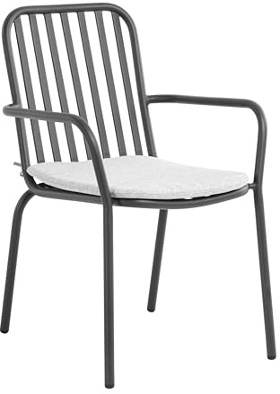 METRO Professional Silla de Jardín con Reposabrazos y Cojín Soto, Aluminio/Poliéster, Apilable, para Exterior, Gris Oscuro