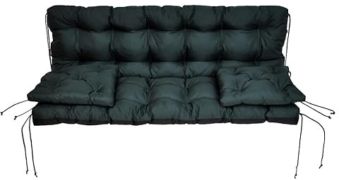 nana shop wasserabweisendes Kissen für Hollywoodschaukel & Gartenbank 120 cm - Schaukelkissen Outdoor Wetterfest, Gesteppt, Silikonkugeln + PU-Schaum Füllung – Bankauflage Gartenkissen (Grün)