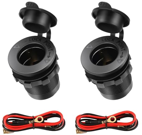 2 Pezzi Presa Accendisigari Auto 12V 24V, Accendisigari con Fusibile DC Universale, Adattatore Impermeabile per Auto Moto Barca con Cavo da 0,6m e Protezione per Veicoli e Dispositivi Elettronici