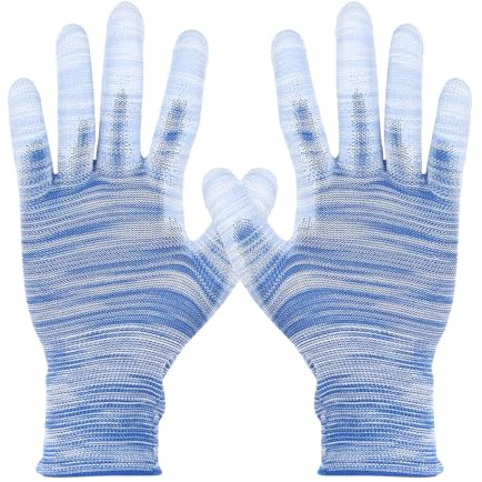 sourcing map Juego de 4 guantes antiestáticos, guantes de protección electrostática con palma de poliuretano, tamaño grande para envolturas de vinilo automotrices y aplicaciones de calcomanías, color