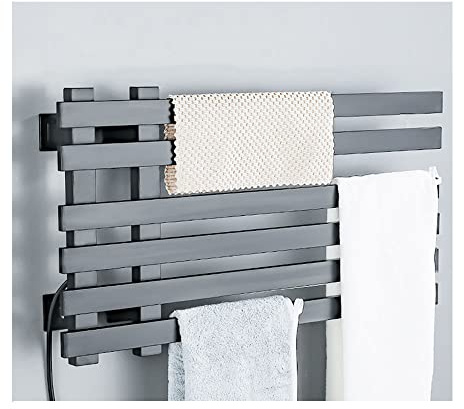 Heated Towel Rack, Electric Heated Bath Towel Warmer Rack,Towel Warmer Wall Mount Electric Plug-in Heated Towel Rack,Home Towel Warmer Radiator,60x31.5x8cm,White