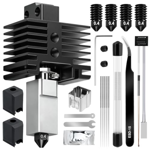 YOTINO Kit Hotend pour Imprimantes Imprimante 3D Série P1, P1S Hotend avec 0,4mm Buses en Acier Trempé, Chaussette en Silicone, Thermistor, Aiguilles De Nettoyage Et Clé