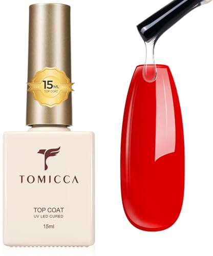 TOMICCA 15 ml No Wipe Top Coat Gel UV nagellack, blötlägg off överlack för nagelkonst design naglar manikyrkit för nagelstudio gör-det-själv hem