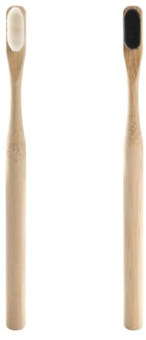 Lot de 2 Brosses à Dents en Bambou, Brosses à Dents à Poils Souples en Bambou, brosses à dents micro-nano en bambou doux écologique Forte Capacité de Nettoyage pour la famille Enfants et des Adultes