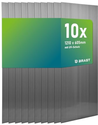 BRAST Doppelstegplatten Hohlkammerplatten 6mm | viele Varianten | Polycarbonat | 121x60.5cm - 150x60.5cm | UV-beständig bruchstabil & zuschneidbar | 121x60,5cm - 10er Set anthrazit