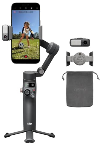 Nacelle stabilisatrice pour Smartphone DJI Bundle Suivi avancé Osmo Mobile 8, Suivi natif IA avec Audio et éclairage, Rotation panoramique à 360°, Barre d’Extension et trépied intégrés
