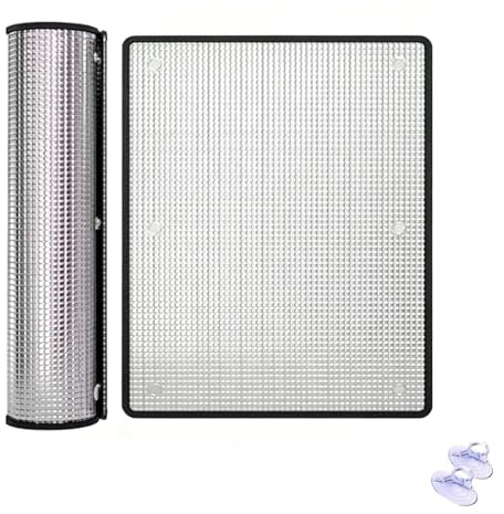 Película Aislante Térmica Ventana de Doble Papel De Aluminio，8mm Lámina fácil de Instalar de Protección Solar con Ventosas, Películas Oscurecimiento Privacidad para Salón Balcón Garaje(45x150cm)