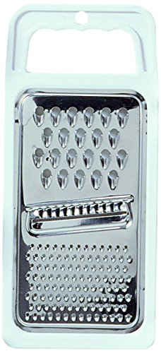 Chef Aid Traditional 3 Way Grater, Flat Hand Grater for Kitchen Use and Perfect for Cheese, Vegetables and Spices, with Plastic Frame to aid Grip and Comfort